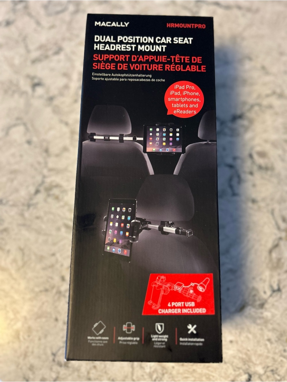 McCally Dual Position Car Seat Headrest Mount – Black
